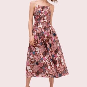Kate Spade Garden posy midi dress (cat and plant print)